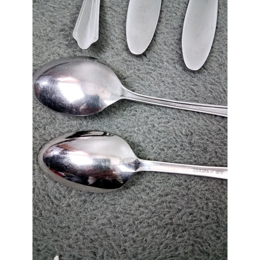 Assorted Lot Serving Spoons 10pc Oneida Vintage Solex‎ Inox Cottagecore Floral